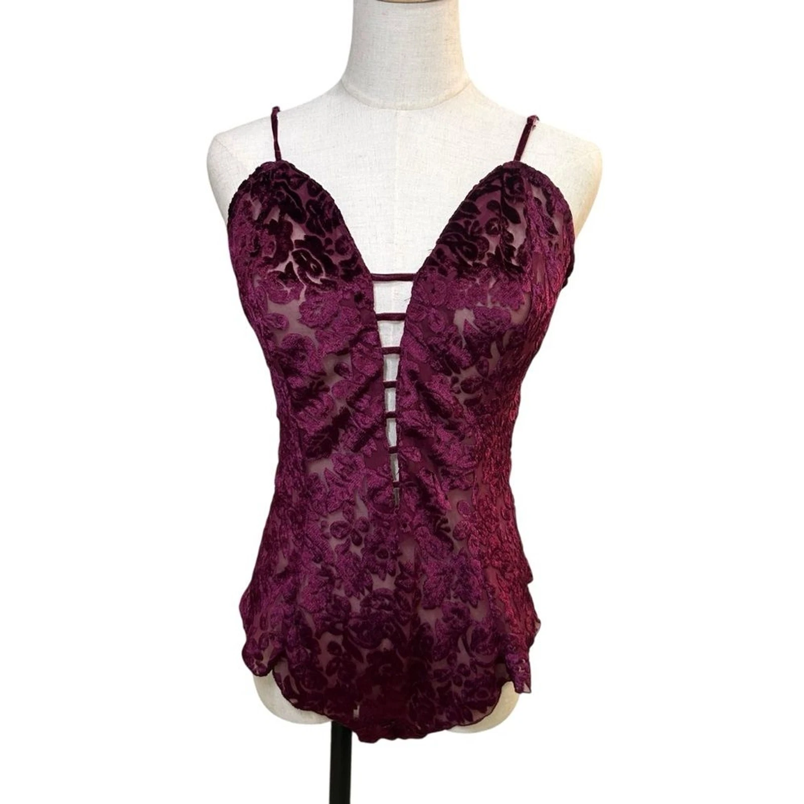 UNDERCOVER Abito Slip Vintage Victoria’s Secret Taglia M Viola Maglia Lingerie Etichetta Oro