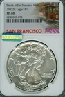 1987 (S) SILVER EAGLE NGC MS69 MAC SPOTLESS VERY RARE LOW POP TROLLEY CAR .