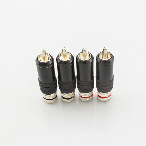 Set Of 4 HI-End Silver Plated Phono RCA PLUGS Locking RCA Connector 9mm cable - Picture 4 of 9