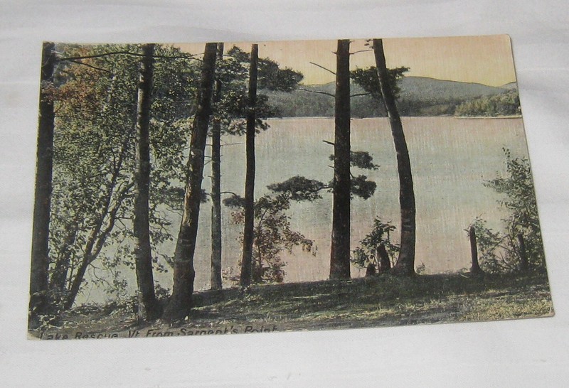 1913 LAKE RESCUE VT “FROM SARGENT’S POINT” PHOTO POSTCARD DORSET VT postmark.  V