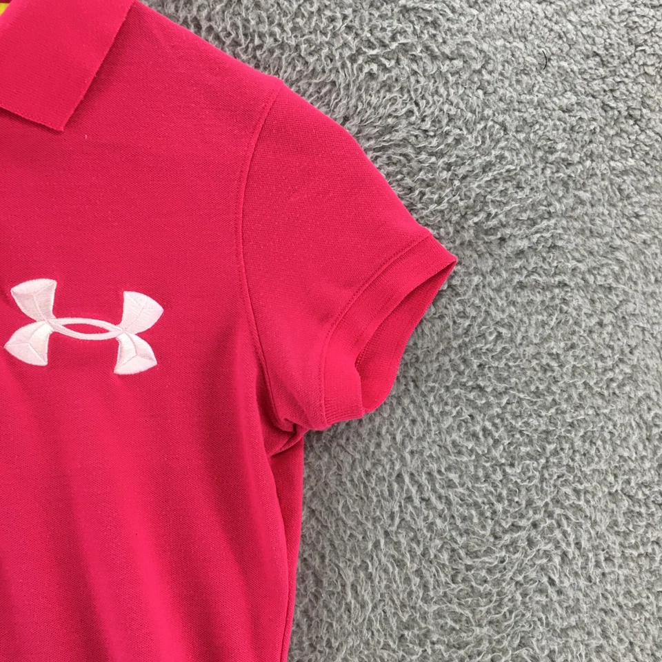 安德玛标志 Polo 衫女式 XS 粉色 HeatGear 短袖领 — 第 3/4 张图片