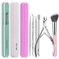  Manicure Kit Tool with Nail Files and Buffers, Nail Files 100/180, Polish Pink