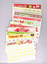 Webster's Pages NEW YEAR NEW YOU CALENDAR (12) HANDCUT 3x4 POCKET/EPHEMERA CARDS