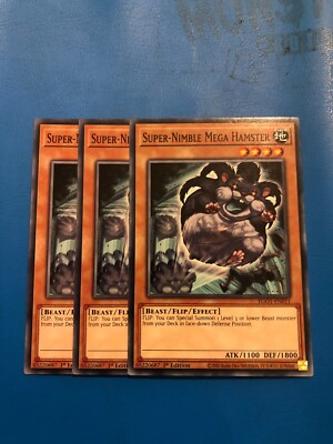 YUGIOH 3x Common Super Nimble Mega Hamster EGO1-EN011 1st Edition
