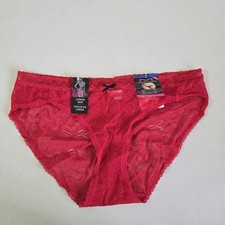 Maidenform Women Panties XL Red Floral The Cheekies Bikini Lace Bow NWT