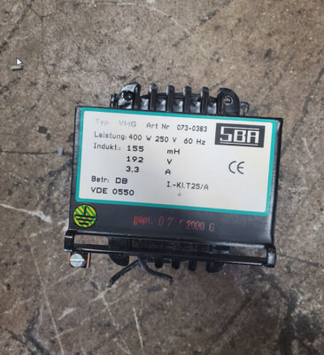 SBA TRANSFORMER TYPE VHG 073-0383 400/250V 60HZ VDE 0550 3.3 USed