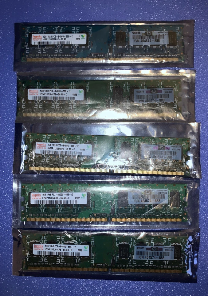 Hynix 5GB (5X1GB) PC2-6400 DDR2-800MHz ECC CL6 240-Pin HYMP112U64CP8-S6 AB-C - Image 2 of 2