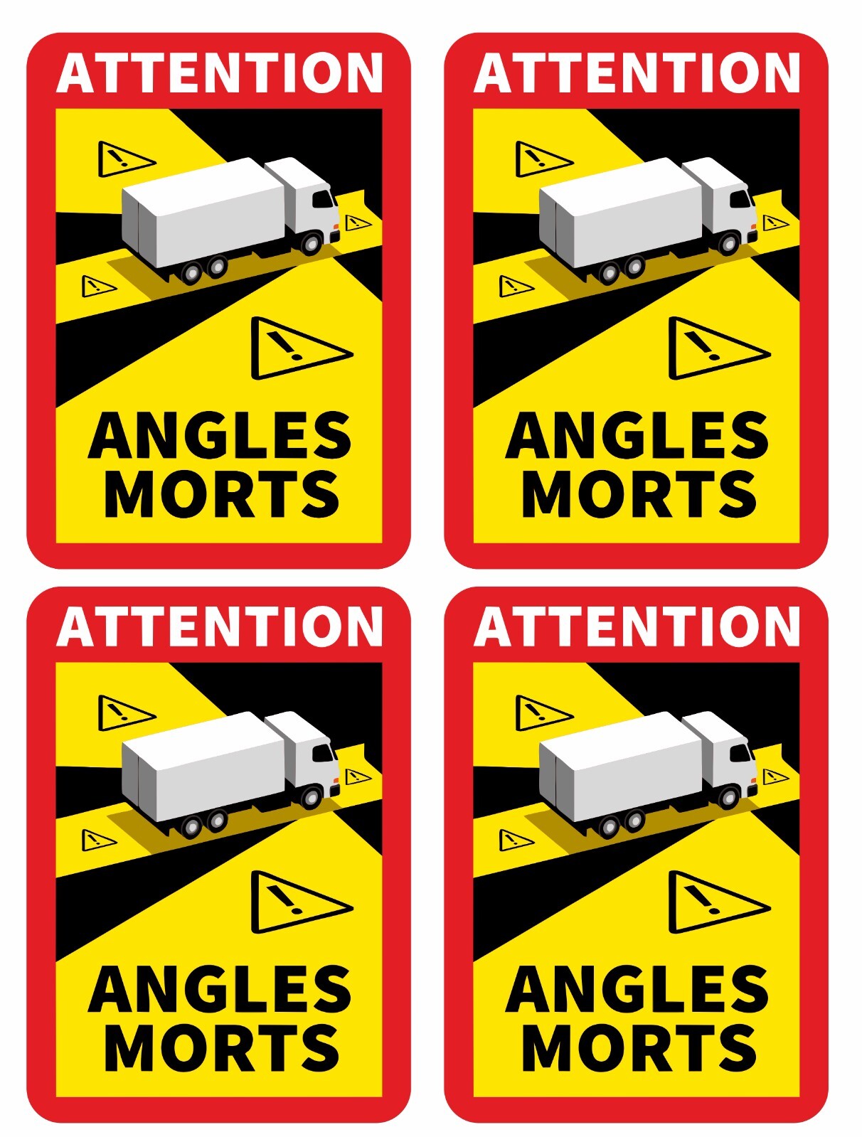 4 X Angles Morts Sticker for Blind Spots HGV Motorhomes Wagons Vehicle