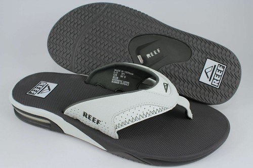 Nuevo Reef Hombre Fanning Gris Blanco Flip Flopthong Sandalia Abrebotellas  Suela | eBay