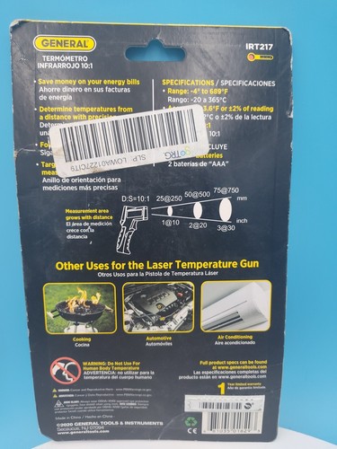 2 GENERAL Non-Contact Digital Laser IRT217 Infrared Thermometer 10:1 INDUSTRIAL - Picture 19 of 20