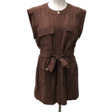 J Crew Tie Waist Mini Dress Chelsea Linen Cupro Blend Womens 12 Scandi Old Money