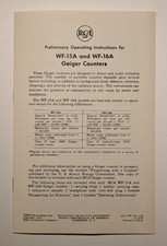 1950s RCA Geiger Counter Operating Instruction manual for WF-15A & WF-16A