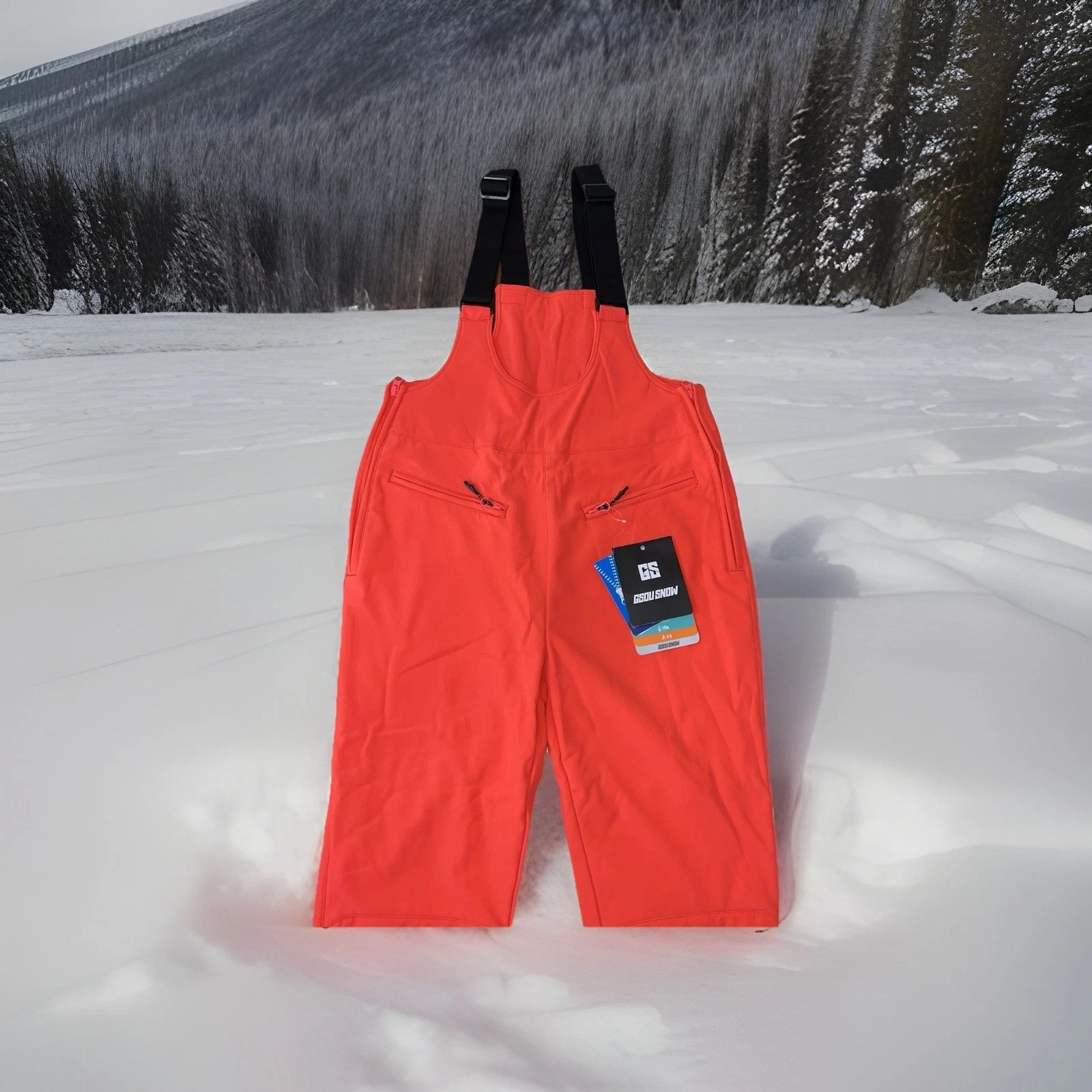 Gsou Snow Elegant Stretch Flare Ski Bibs Pants Women’s Size:Large, Color:Orange