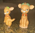 Vintage Lefton Christmas Fawn Deer Figurines #1711 Lot of 2 — photo 1