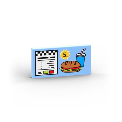Menu Board with Drink and Sandwich   Custom printed original LEGO  brick tile /