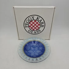 Peggy Karr Fused Glass Snowflake Winter Bowl w/ Box | 8-1/2 Inch Diameter