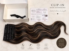 Vigorous Clip-In Balayage Hair Extensions Wavy Thick Full Dark Golden Brown