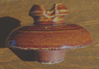 5 Ceramic Brown Flying Saucer Shaped Power Insulator