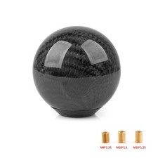 Universal Real Carbon Fiber Round Ball Manual Car Gear Shift Knob Shifter Black