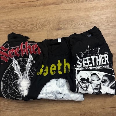 Lot of 3 Seether World Tour Poison The Parish Black Rock Music L Large Shirt New