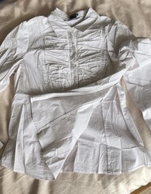 Vintage Ann Taylor Size 14 Large Cotton White Ruffle 90s Corset Y2K Academia