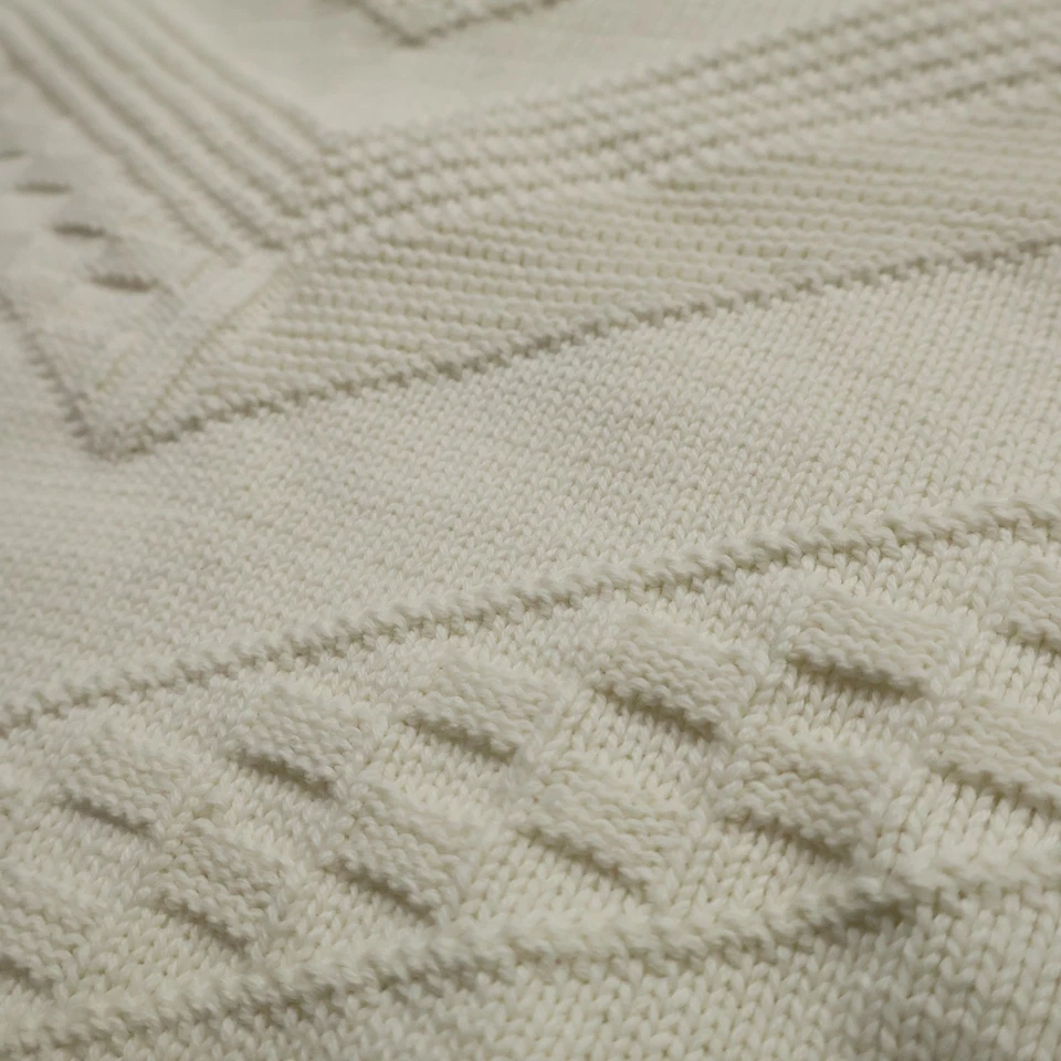 Vintage Pebble Beach Sweater Men's Large Cream Knit Chevron California Golf 3D - Image 3 of 4