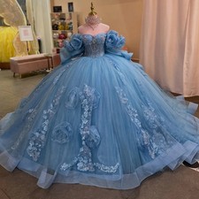 Customized 3D Flower QuinceaneraDress Crystal Ball Gown Quince Años Vestido Lace