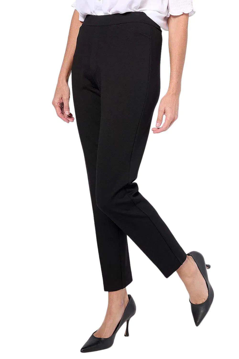 Susan Graver Women's Smart Ponte Knit Slim Leg Pants Black