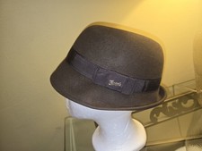 Auth GUCCI logo wool  chocolate brown Fedora hat