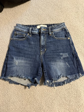 Kancan Size Small Cuttoff Denim Shorts Lightly Distressed Dark Wash