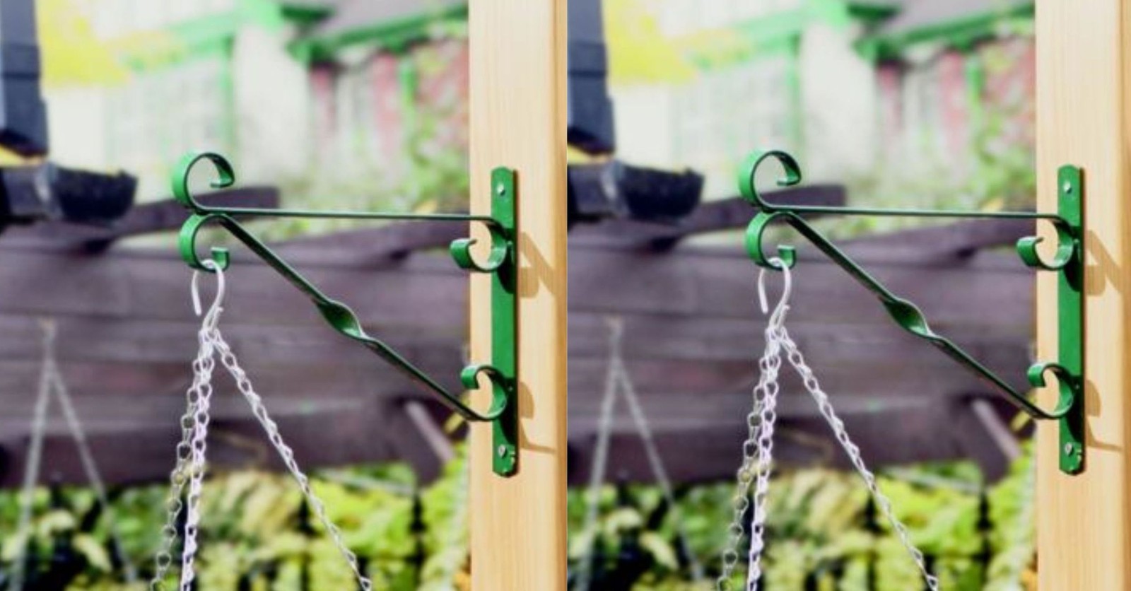2 Green Hanging Basket Brackets 12 Inch 30cm Metal Flower Basket Support Hook