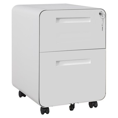 2 Drawer Metal Rolling Filing Cabinet with Lock Fully Assembled Home Office