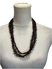 Vintage Koa Seed Lei Necklace Long Multilayer Boho Tiki Handmade Hawaii