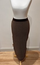 I Saw It First Monogram Midi Skirt Brown Knit Stretch Comfort Long size medium