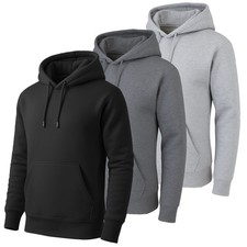 Men's Heavyweight Fleece Lined Pullover Hoodie, Cotton Blend, Drawstring S-2XL 