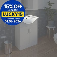 Bathroom WC Basin 650mm Compact Sink Single Tap Hole White BASIN ONLY