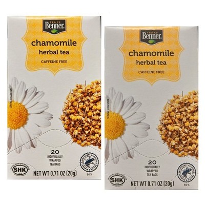 Benner Chamomile Herbal Tea -Caffeine Free- 20 Tea Bags (Pack of 2)