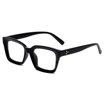 EYLRIM Classic Thick Square Frame Clear Lens Glasses Medium, A1 Bright Black