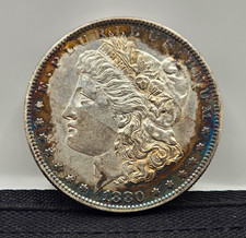1880 O Morgan Silver Dollar $1 .900 Fine New Orleans Mint Secondary Rim Toning