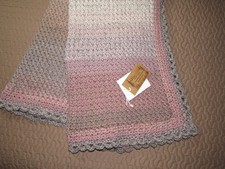 NEW with tags handmade crochet lap throw blanket with scalloped edge