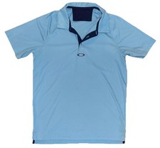Oakley Polo Shirt Men Medium Blue Performance Short Sleeve Golf Hydrolix Stretch