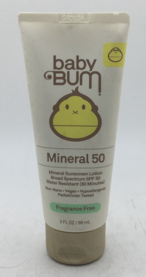 Baby Bum Mineral SPF 50 Sunscreen Lotion for Face & Body – Fragrance-Free, Travel Size 3 oz, Sensitive Skin Safe