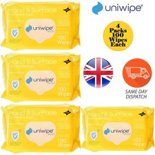 Unwipe Pack of 100 Clinical Sanitising Disinfectant Wipes - Packs of 4