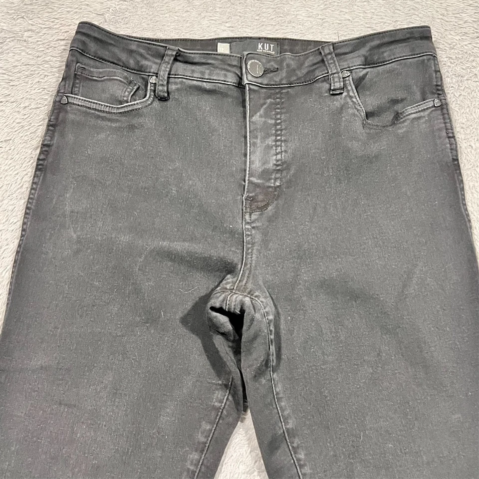 Pantalones de mezclilla ajustados al tobillo negros talla 12 32x27 Kut From The Kloth Donna Fab Ab Foto 3 de 4