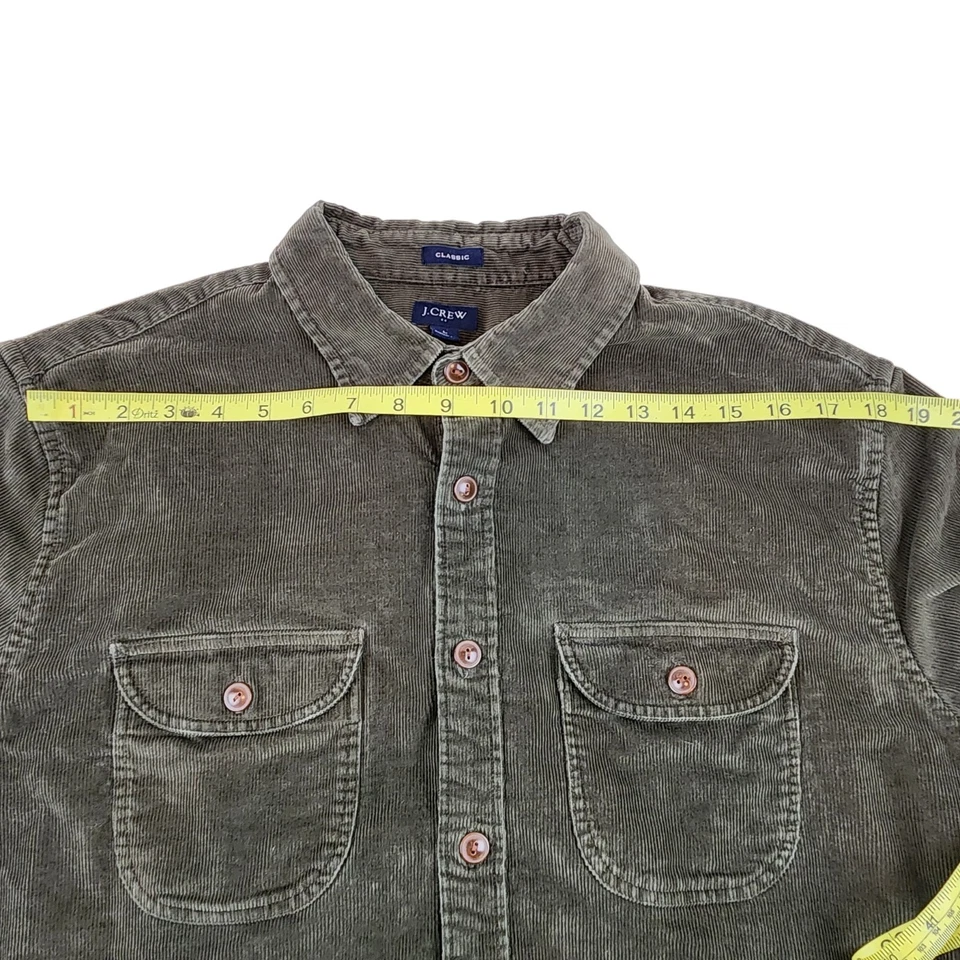 J Crew Camisa Chaqueta Mujer LG Verde Pana Cazadora Abotonada Clásica Otoño Foto 3 de 4