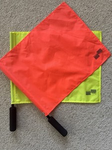 Official Sports Soccer Referee Swivel Flags Set - neon orange and yellow