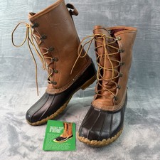 Vtg LL Bean Duck Boots Mens 9 Brown Waterproof Gore-Tex Thinsulate Maine USA