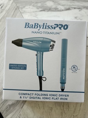 BaBylissPRO Nano Titanium Compact Folding Ionic Dryer & 1.25'' Ionic Flat Iron