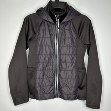 Athleta Girl Seasons Of Change Hybrid Hooded Jacket In Black Size M 8-10 Yrs