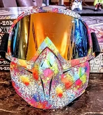 EUC Paintball Mask /Modular Motorcycle Goggles/ Face Mask Motocross Tydye 🌈